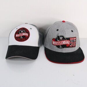 Set of Two (2) WrestleMania 36 Hat Caps * Adjustable * Tampa Bay 36 * VG * WWE
